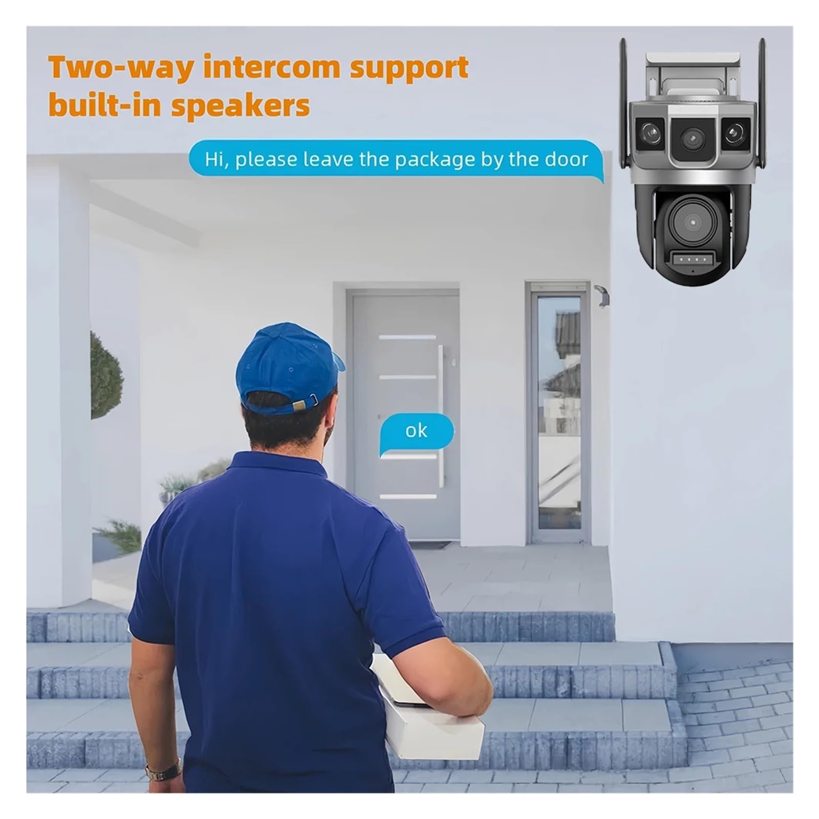 Telecamera di sicurezza esterna PTZ a doppio obiettivo da 12 MP 4G
