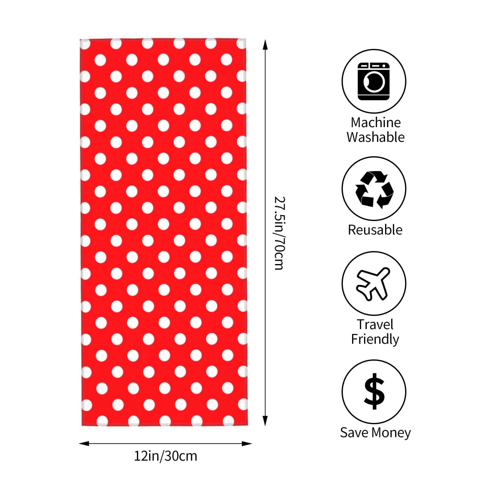 Dewoofly Red White Polka Dot Absorbent Fingertip Towels, Hand Towel for Kitchen All Season 12 x 27.5 inch