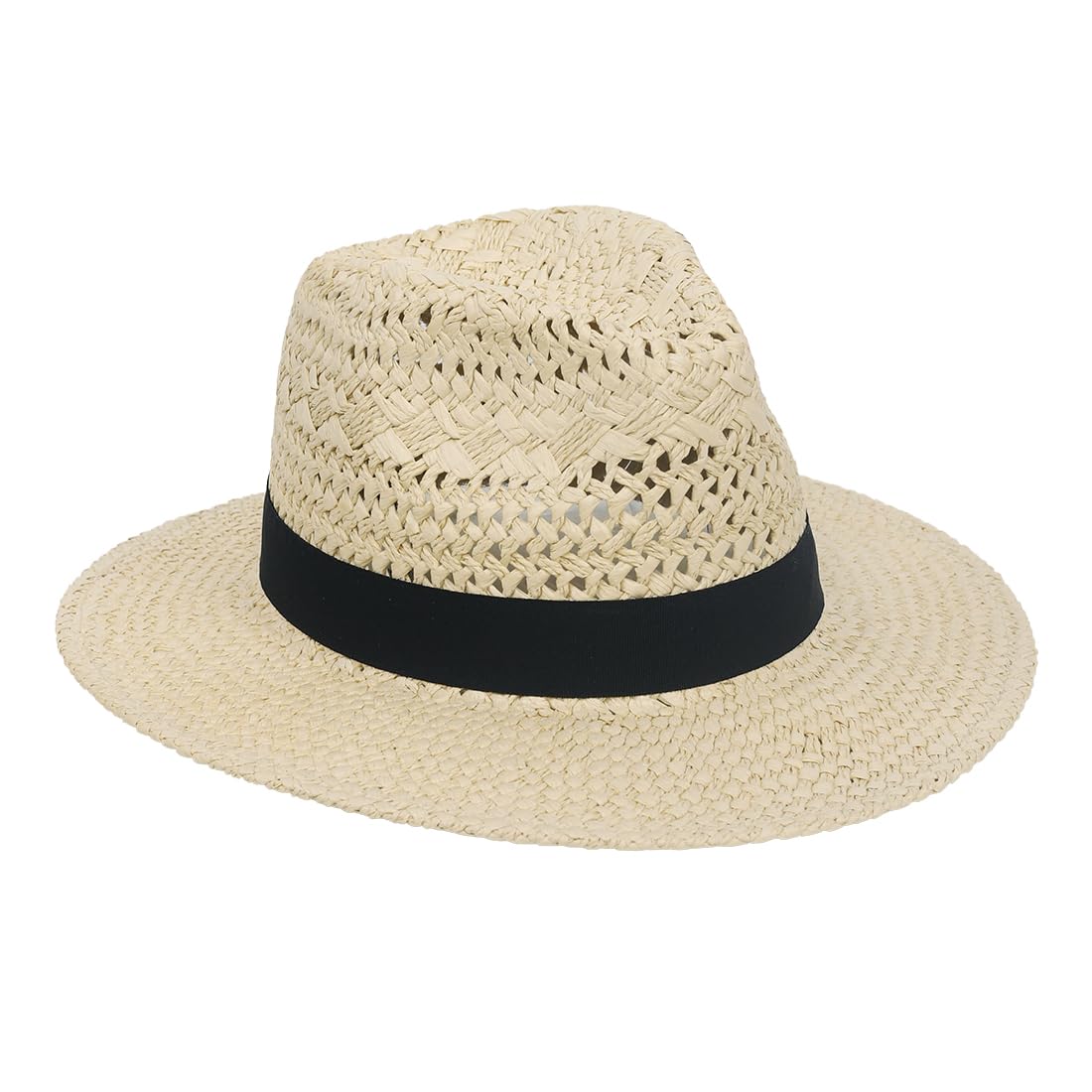 Sombrero de paja de verano, sombrero de playa de ala ancha Fedora Panamá para hombres y mujeres