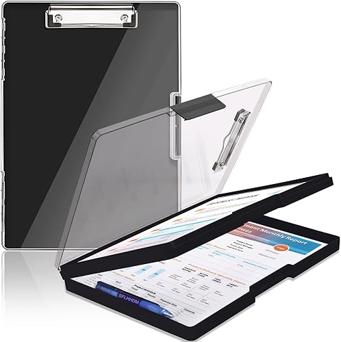 Miniatura 1 de SFLHHDM Portapapeles con almacenamiento, tableros de clip resistentes de 8.5 x 11 pulgadas con 2 fundas de almacenamiento, portapapeles de