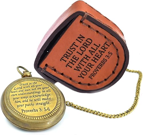 Miniatura 14 de Confía en el Señor con todo tu corazón - Cita grabada de Proverbios 3:5-6 Brújula con caja de madera, tarjeta de felicitación, brújula de regalo,