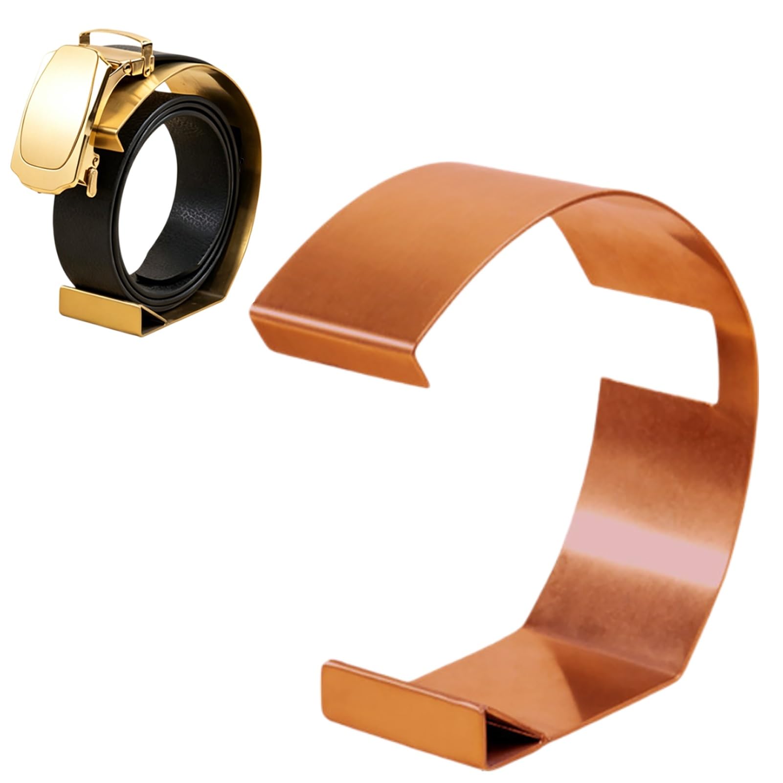 Gürtelständer Aus Edelstahl, Gebogener Metallgürtelhalter Für Den Kleiderschrank Zu Hause Oder Für Geschäfte, Leicht Aufrollbares Gürtelregal(Rose Gold,5 Pack)