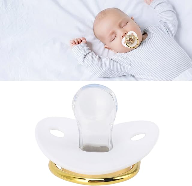 Baby Pacifier, Soft Touch Silicone No BPA Infant Dummy Pacifier Teething Toys For Babies 6-18 Months, Lovey Luxury Newborn Pacifier for Prince Princess Boys Girls, Easy to Clean(White)