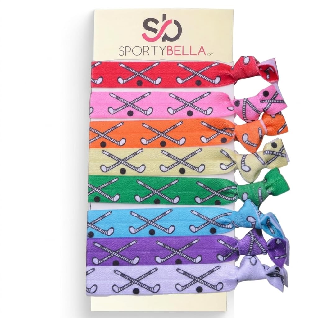 Sportybella Field Hockey Hair Ties, No Crease Elastic Accessories, 8pcs