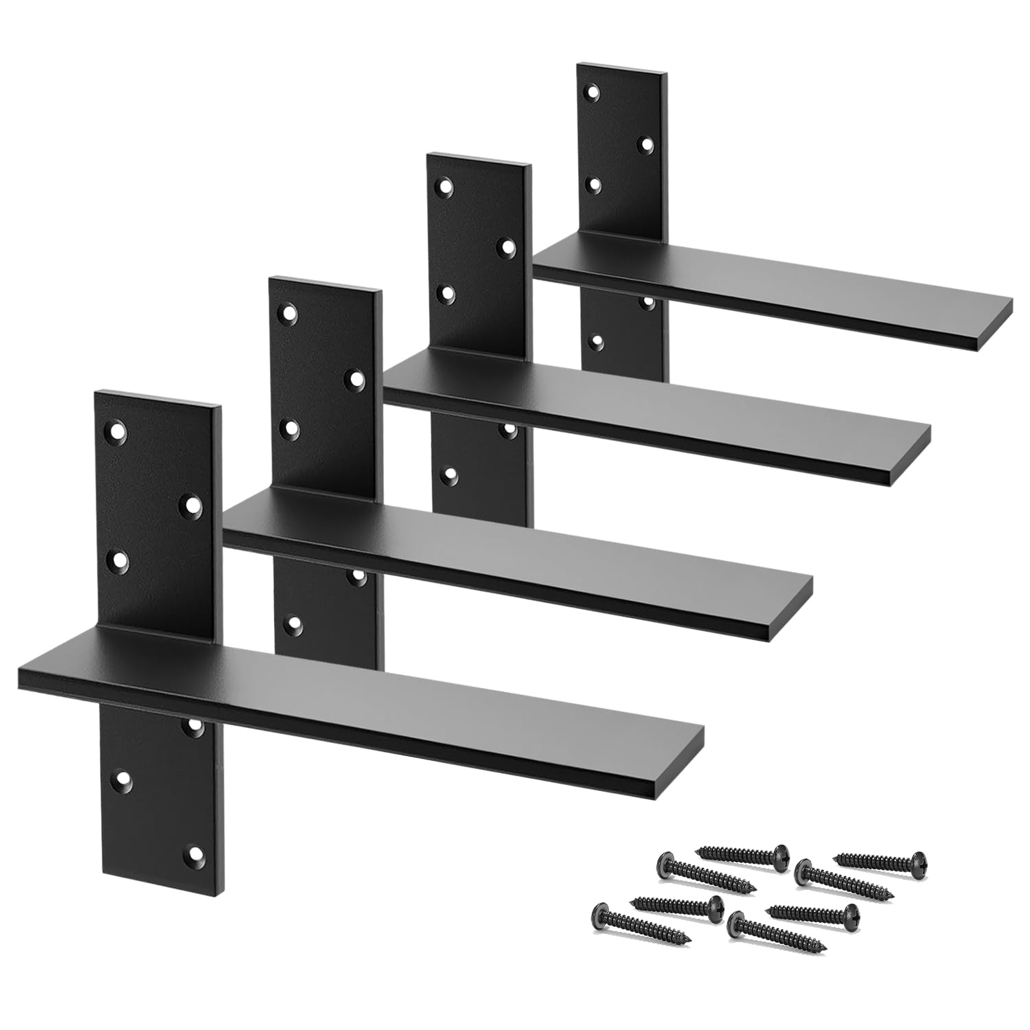 Soportes flotantes resistentes de 3/8 pulgadas de grosor, paquete de 4 unidades de 16 pulgadas de largo x 2.5 de ancho, soporte de soporte oculto para encimera flotante de pared, tocador, lavavajillas