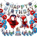 誕生日 飾り付け スパイダーマン 子供 バルーンセット Happy Birthday 風船セット ケーキトッパー 女の子 男の子 可愛い 記念日 お誕生日会用品 52点セット