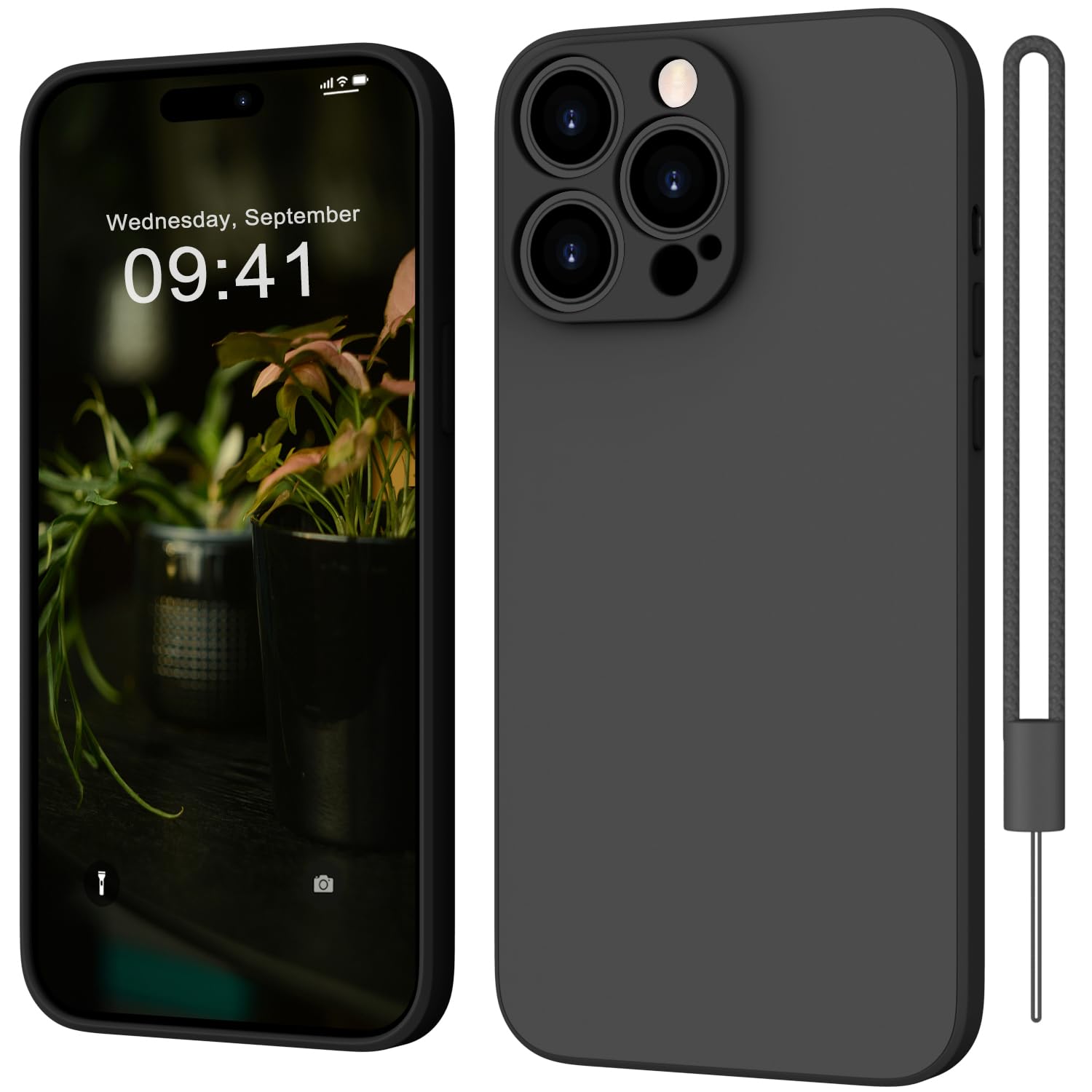 WXX Case for iPhone 15 Pro Max Silicone Camera Protection Ultra Slim Case Soft Gel Cover Rubber Lightweight Anti-Scratch Phone Case Compatible for iPhone 15 Pro Max 6.7 Inch Matte Black