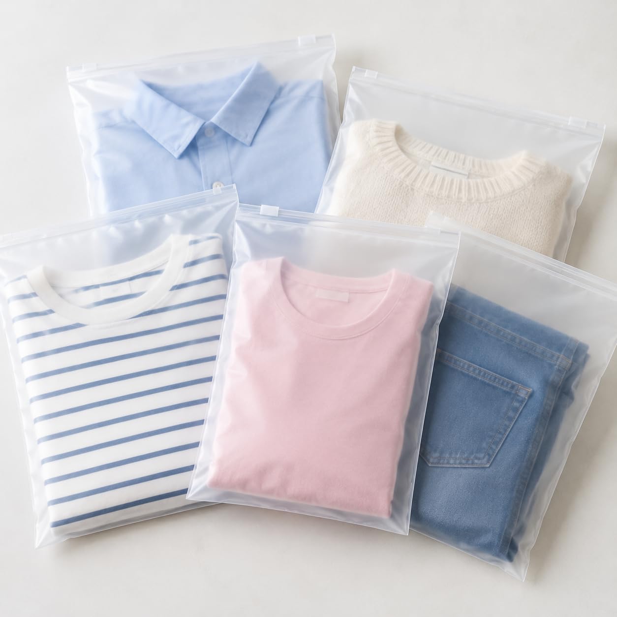 Frosted Zipper Storage Bags for Clothes, Reusable Waterproof Travel Packing Bags with Zip Lock, Plastic Poly Packaging Pouches for T-shirt,Garments, Shirts, Sarees & Organizing (Pack Of 20)-image-21