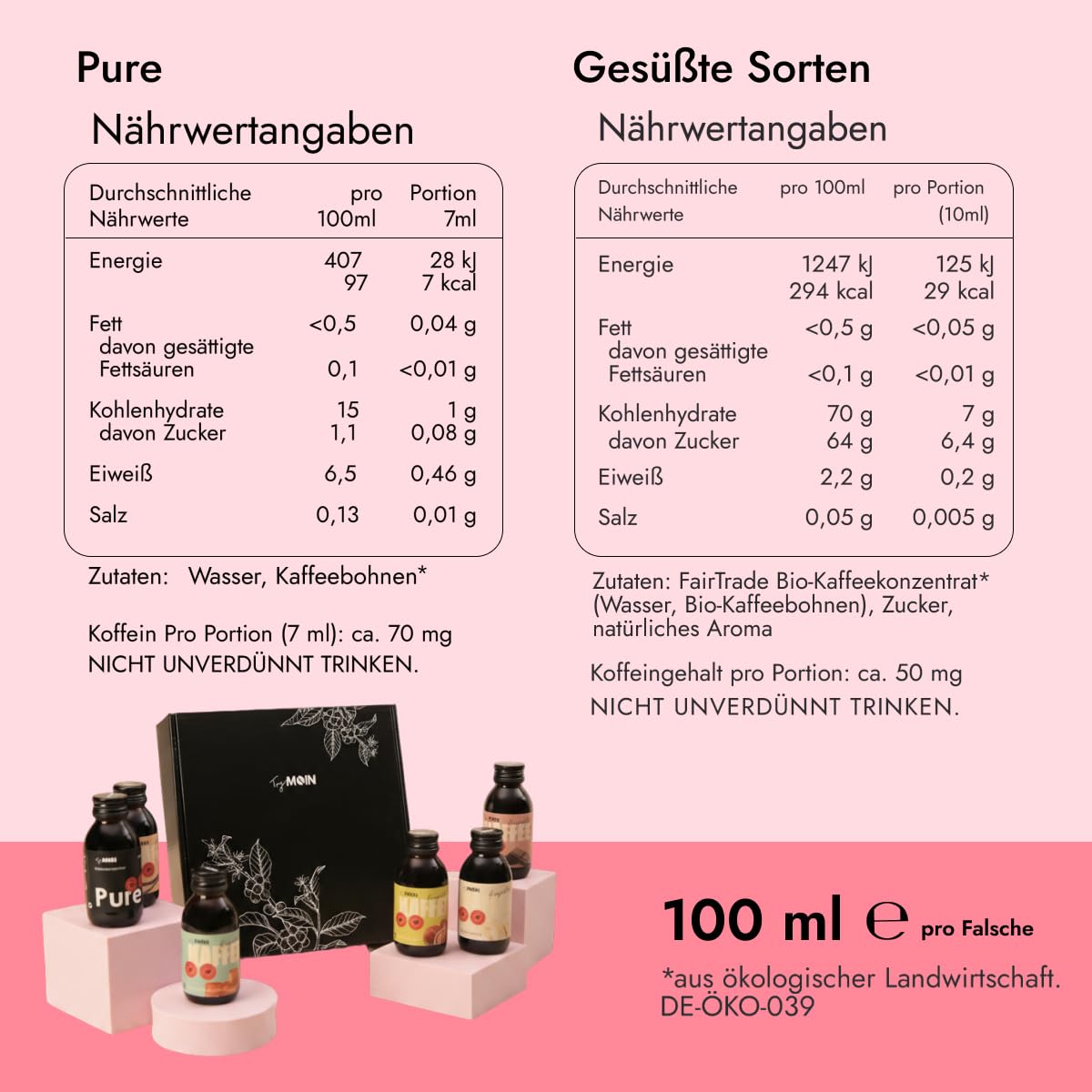 TryMOIN 6er Probier- und Geschenkset – Kaffeekonzentrate für Iced Coffee, Cappuccino, Frappé & Latte | mit Bio-Fairtrade Kaffee, 65 Portionen pro Set
