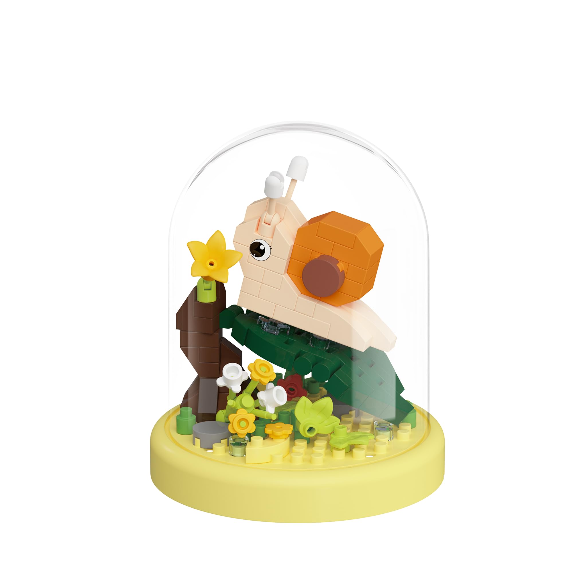 Sacblirr Snail Miniature Cute Insects with Mini Flower Building Toy Bouquets with Dust Cover Set Creative AssemblyIdeal for Home Decor Collection Toys