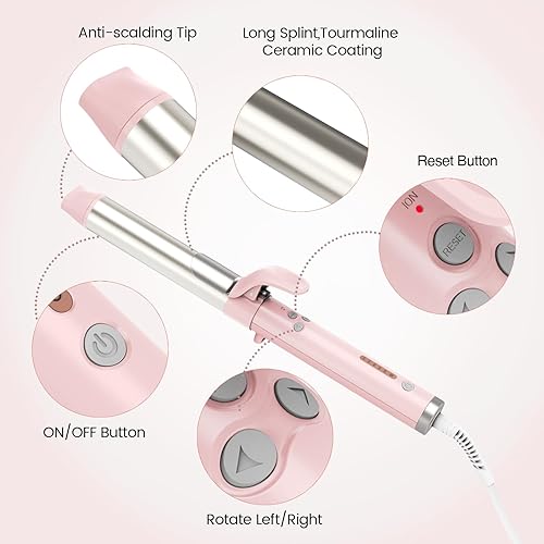 Miniatura 4 de Rizador automático de 1 14 pulgadas con barril de cerámica para cabello largo y corto, varita giratoria automática, hasta 430 , rizador giratorio