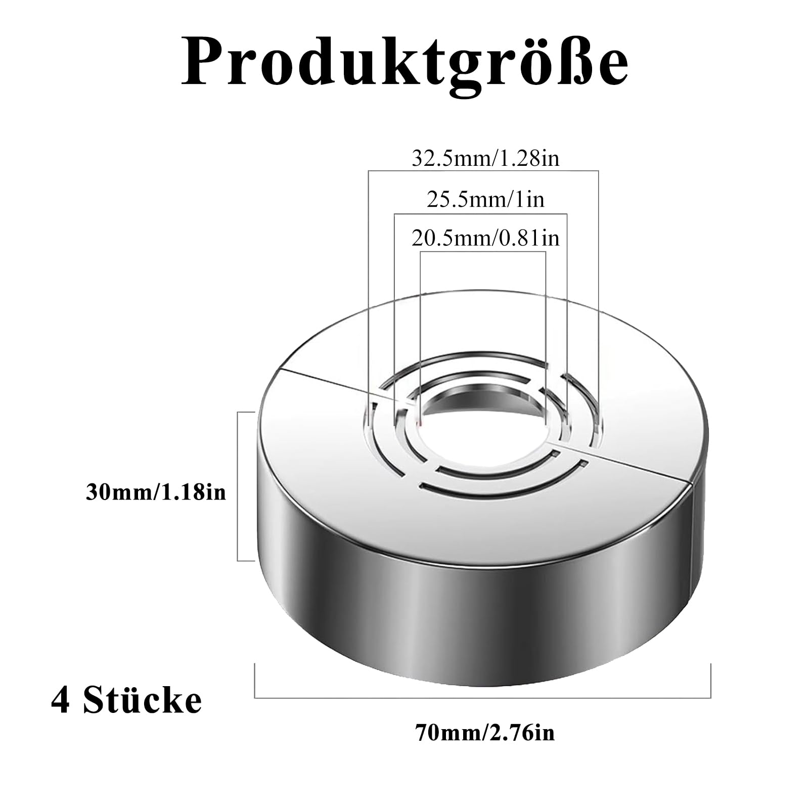 Raheem 4-Piece Rosettes for Shower Fittings Shower Rosette Cover, Removable Fittings Cover, 3 Sizes: 20.5mm, 25.5mm - Image 2