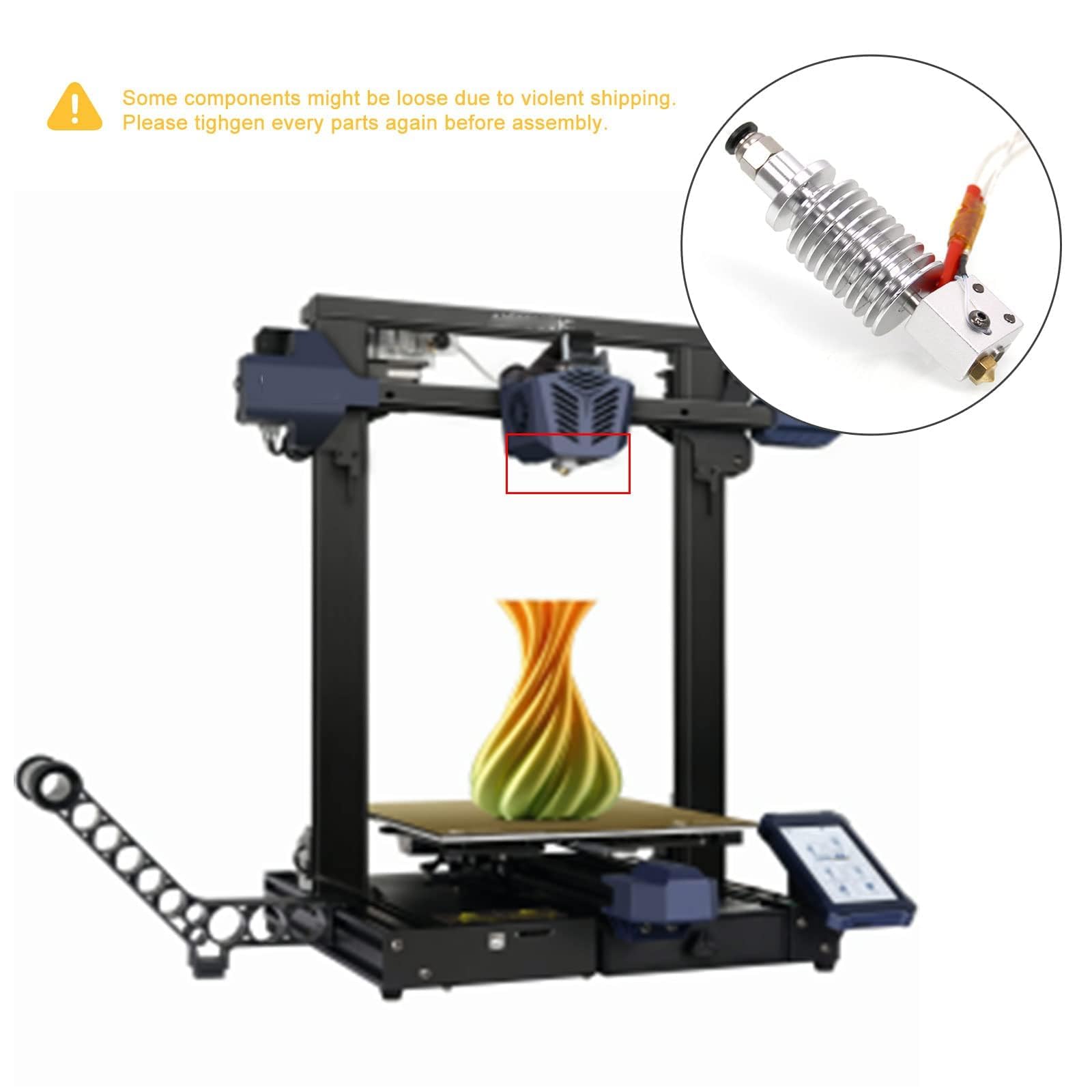 Kobra Max/Kobra Plus/Vyper Hotend Hotend 24 V V5 J-Head con 7 boquillas volcánicas para Anycubic Vyper/Kobra Max/Kobra Plus Hotend Impresora 3D Accesorios Actualizaciones