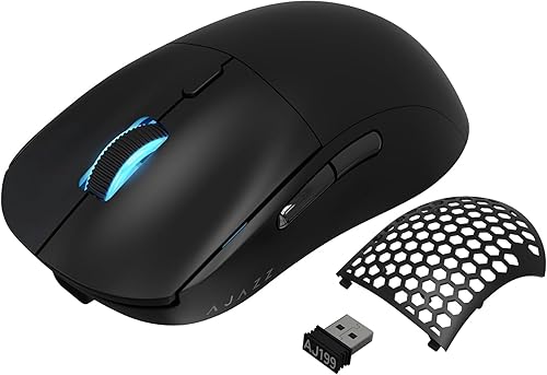 AJAZZ Ratón inalámbrico para juegos AJ199, 59G Ultra Lightwieght-Huanuo Micro Switch-26K PAW3395 Sensor-40 horas de duración de la batería,