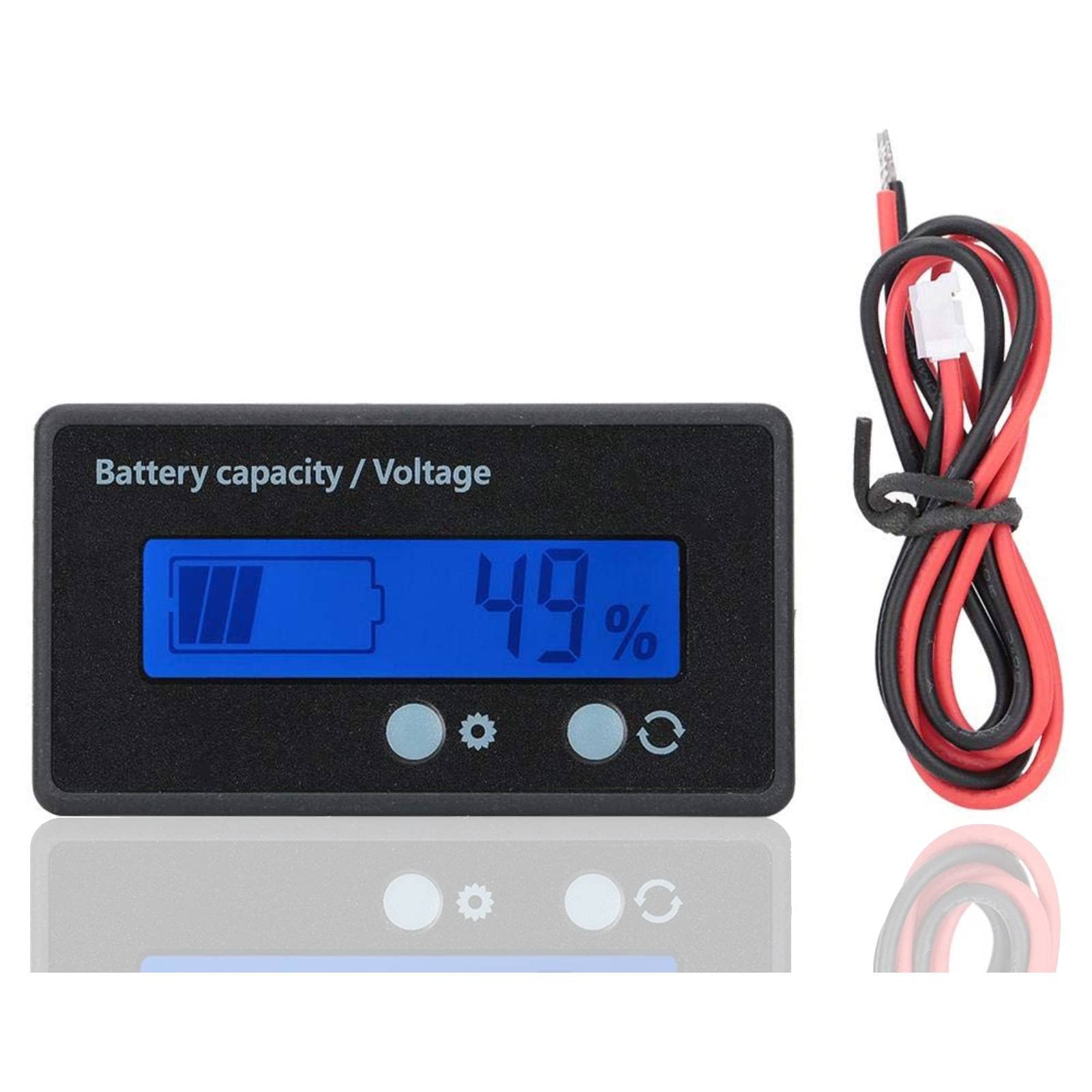 LCD Digital Battery Capacity Monitor, 12-84V Voltage Meter Monitor/Battery Capacity Tester, Compatible with Battery/Lithium Battery/Iron Lithium Battery(Blue)