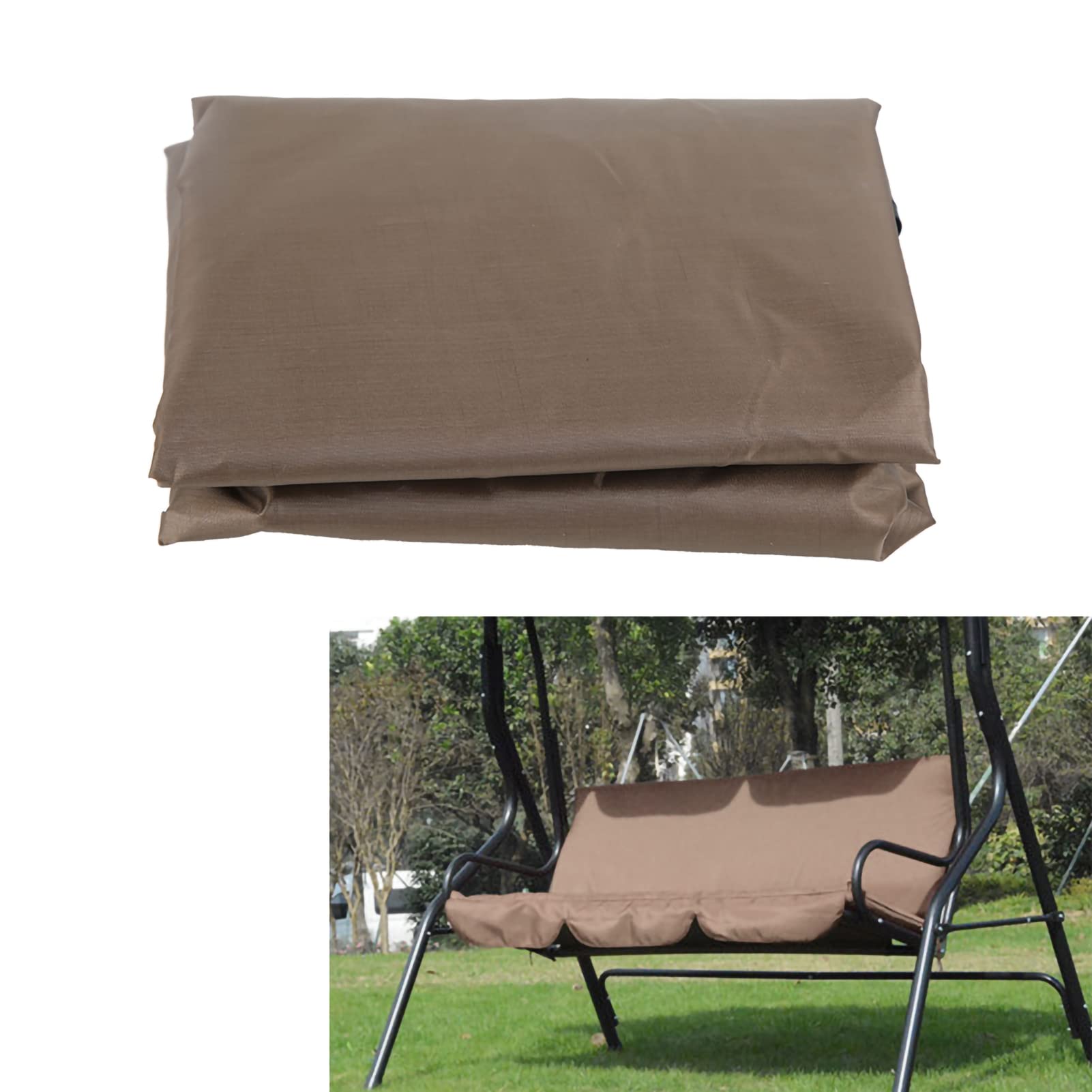 Estink Cojín para Columpio de Jardín 3 Plazas, Funda Impermeable para Columpio Exterior, Repuesto para Asiento de Balancín, Tela de Poliéster 190T, Marrón 150x50x10 cm