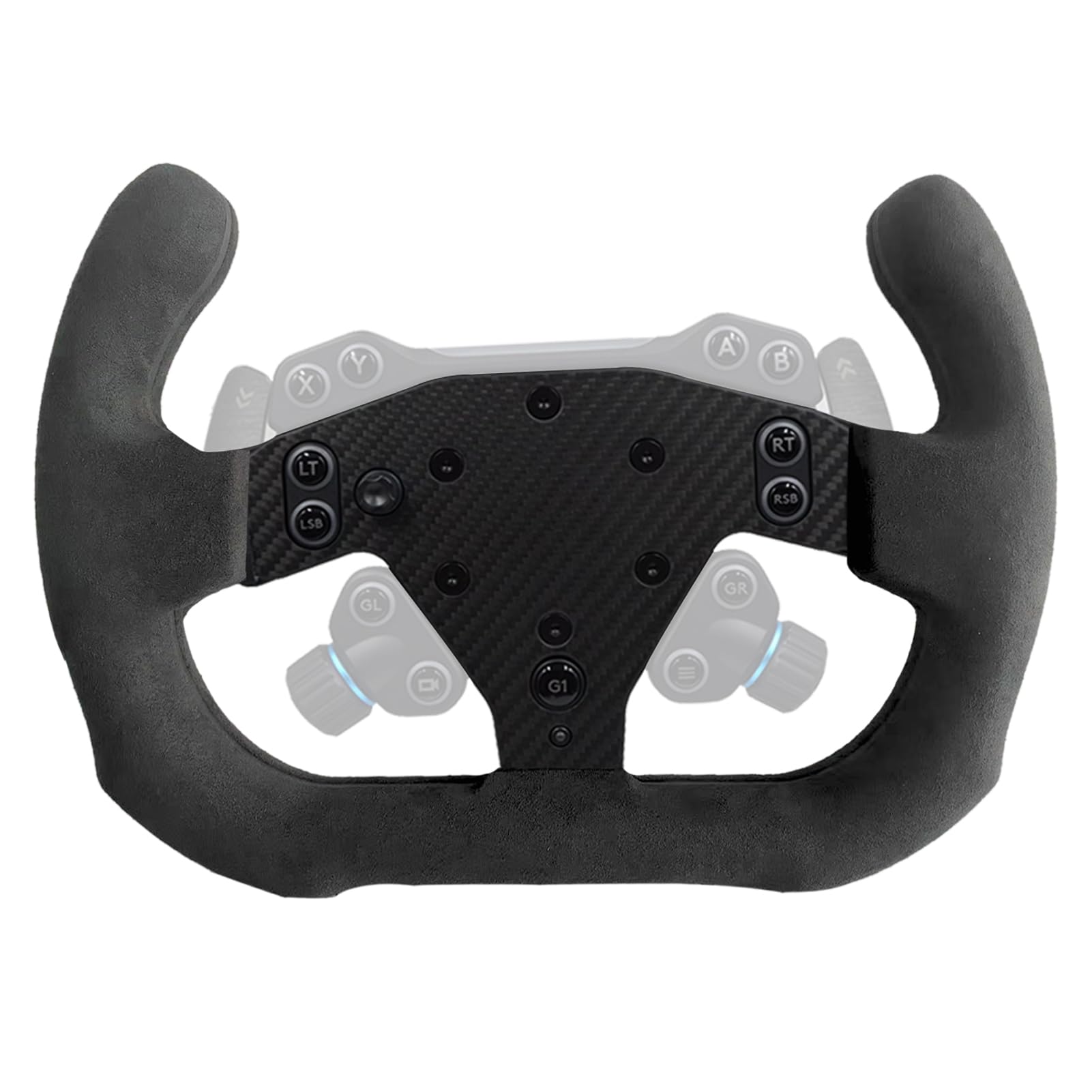 Benshuuk 12 Inch Motorsport Real Carbon Fiber Suede Steering Wheel for Logitech G RS50 System Pro SIM Racing Xbox PS4 PS5 PC