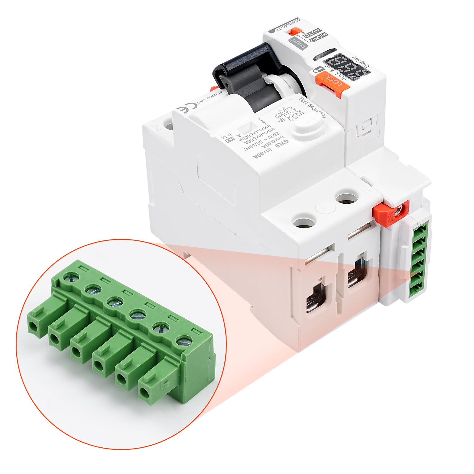 Jadeshay Interruttore Differenziale 30mA 40A Salvavita con Riarmo Automatico WiFi Magnetotermico Differenziale Tipo A Controllo Remoto Tramite Tuya sul Cellulare o Manuale,230V con Display LED