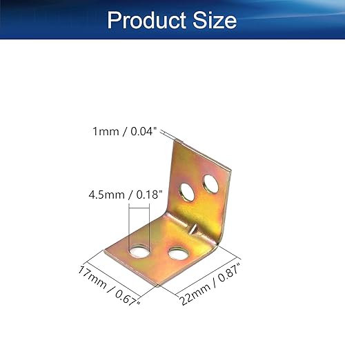 Miniatura 2 de Yinpecly - Soporte de esquina de metal de 0,87 x 0,67 pulgadas, soportes de ángulo interno de 90 grados, soportes en forma de L, con tornillos para