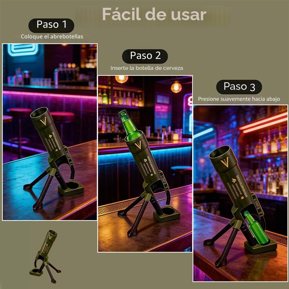 Abridor de botellas de cerveza de mortero de 51 mm, lanzador de tapas tácticas resistentes, abridor manos libres para cerveza, bar, escritorio, decoración del hogar, regalo único para hombres