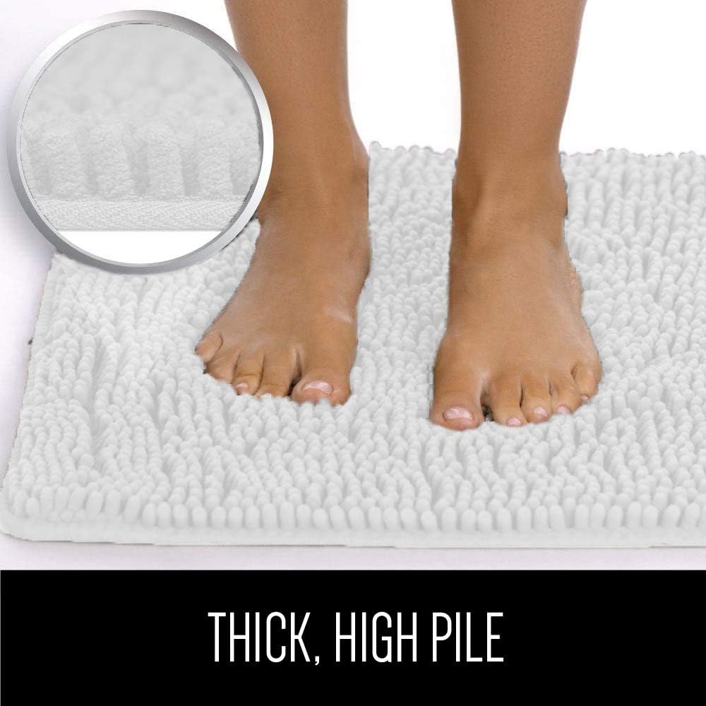 Gorilla Grip Luxury Chenille Bathroom Rug Mat, 30x20, Extra Soft and Super Absorbent Shaggy Rugs, Machine Washable, Quick Dry Bathmat, Plush Carpet for Tub, Shower and Bath Room Floor Mats, White : Home & Kitchen