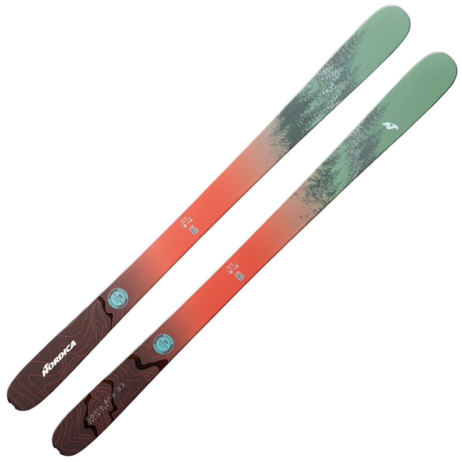 Nordica Women's Santa Ana 93 Unlimited Stable Durable Carbon Chassis Maneuverable All Mountain Touring Alpine Snow Skis Without Bindings, Sage/Peach, 158