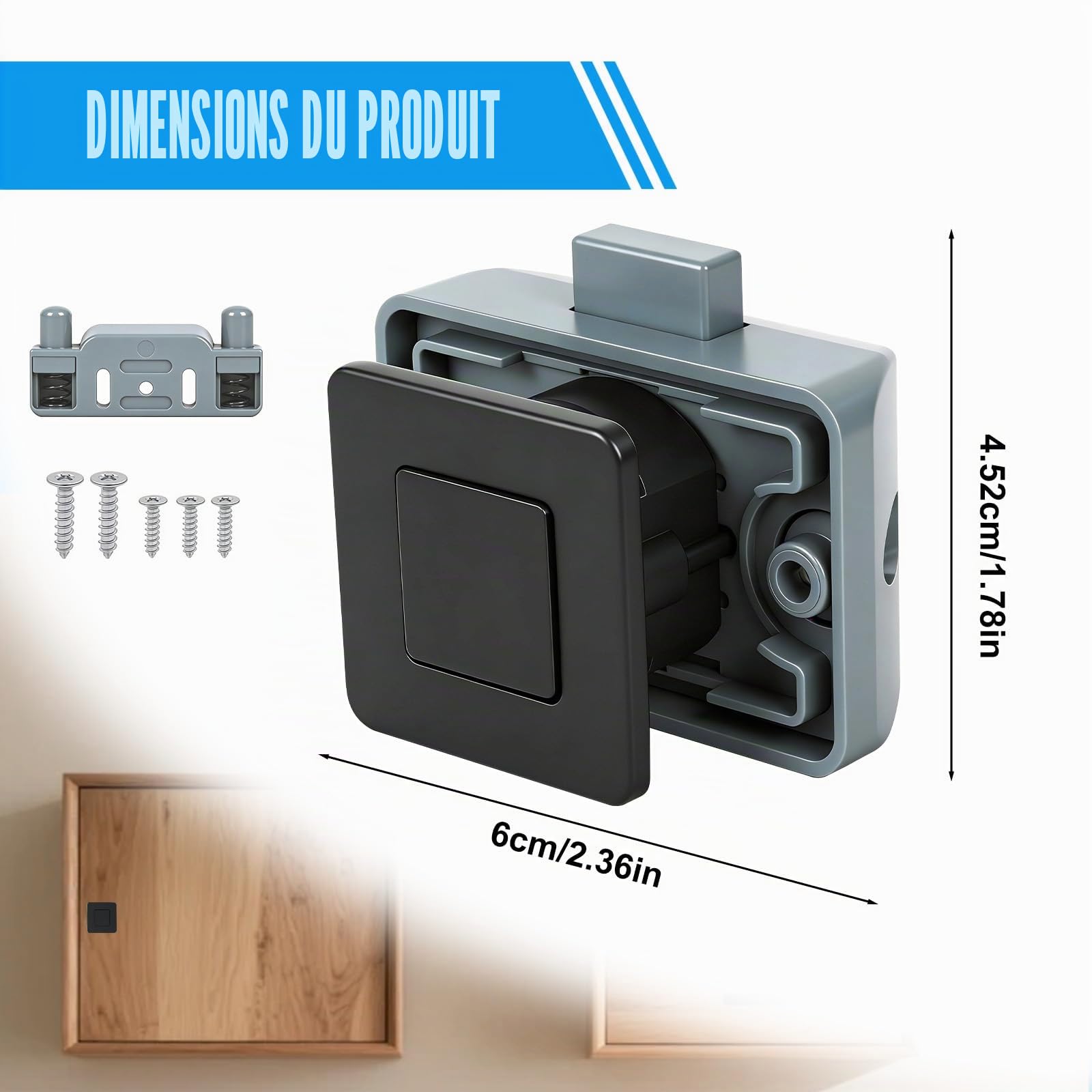 10pc Verrou Vouton Poussoir Placard Caravane de Métalliques Carrée