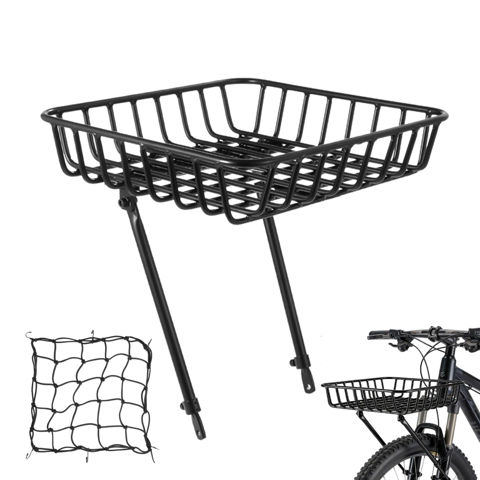 Portapacchi anteriore per bicicletta, capacità 10 kg, cestino per bicicletta con portabici anteriore, ampio cestino anteriore per bicicletta, lega di alluminio; per biciclette da 26-29 pollici