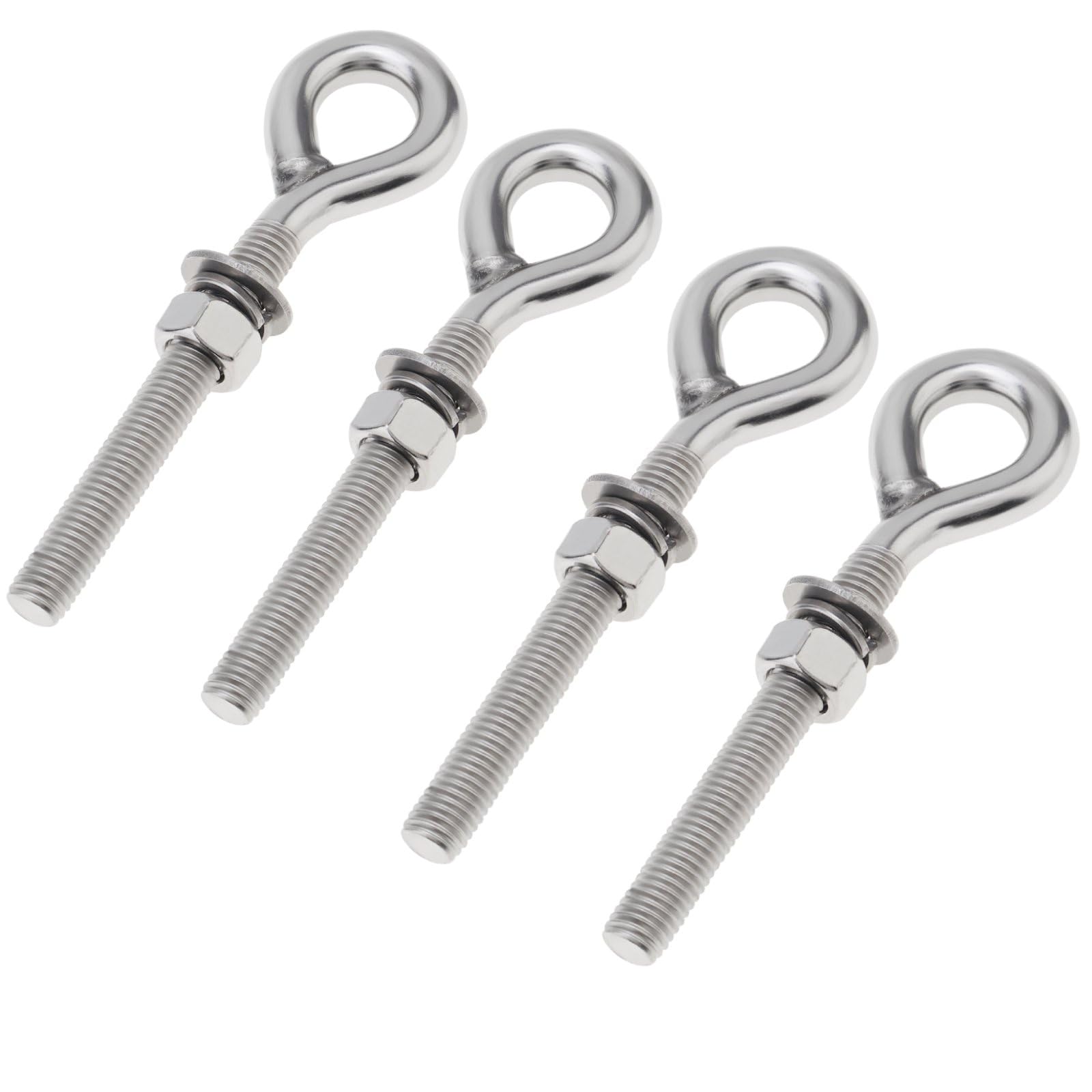 Pernos de ojo M12 roscados de 1/2 pulgada con tuerca, tornillo de gancho redondo inoxidable 8