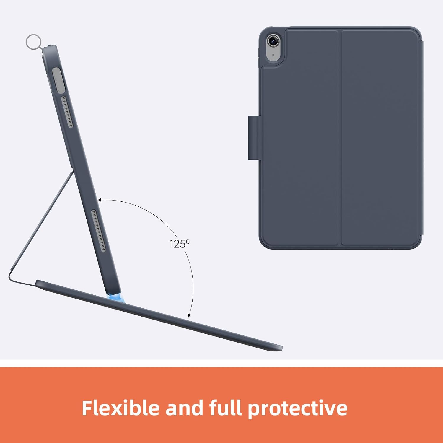 Case with Keyboard Compatible for iPad 10th Generation & 11th (A16, 2025): Bluetooth Wireless Magnetic Stand Rechargeable Keyboard with Pencil Holder (Grey) - Image 4