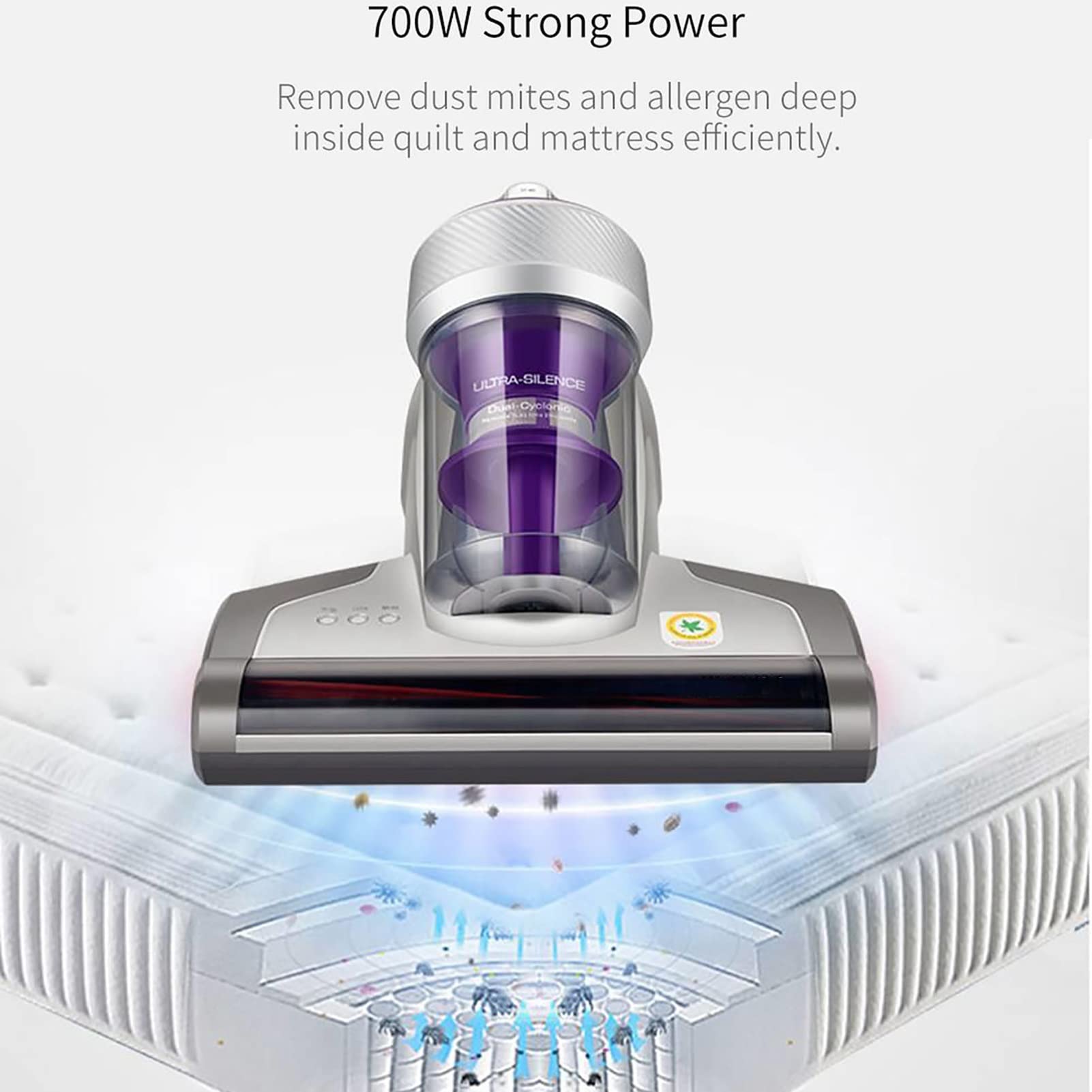 Aspirapolvere Antibatterico UV Contro Gli Acari Macchina Per La Pulizia Dei Materassi Aspirapolvere Portatili Strumento Per La Rimozione Degli Acari Con Filtro HEPA Lavabile Elimina Fino Al 99,9% 700W