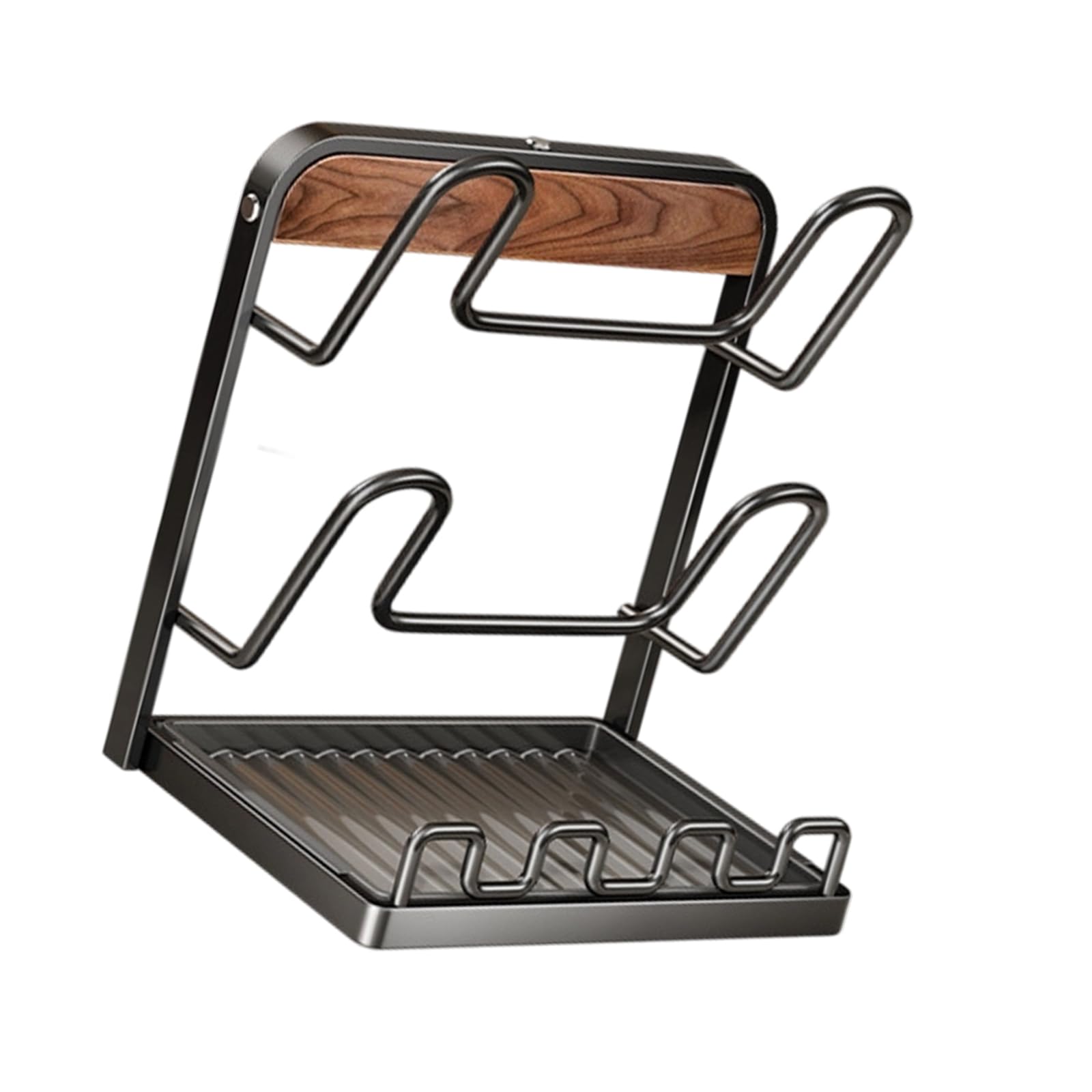 Msioytog Contemporary Cookware Cover Holder Featuring Detachable Drain Pan and Slip Resistant Feet Sturdy Countertop Solution for Pans and Cooking Tools Utensil Drying Rack