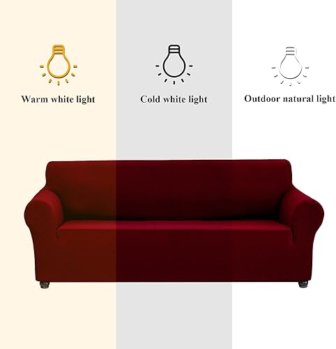 Miniatura 3 de Joccun - Cubierta de sofá elástica sólida impermeable del spandex del poliéster de color dalia roja