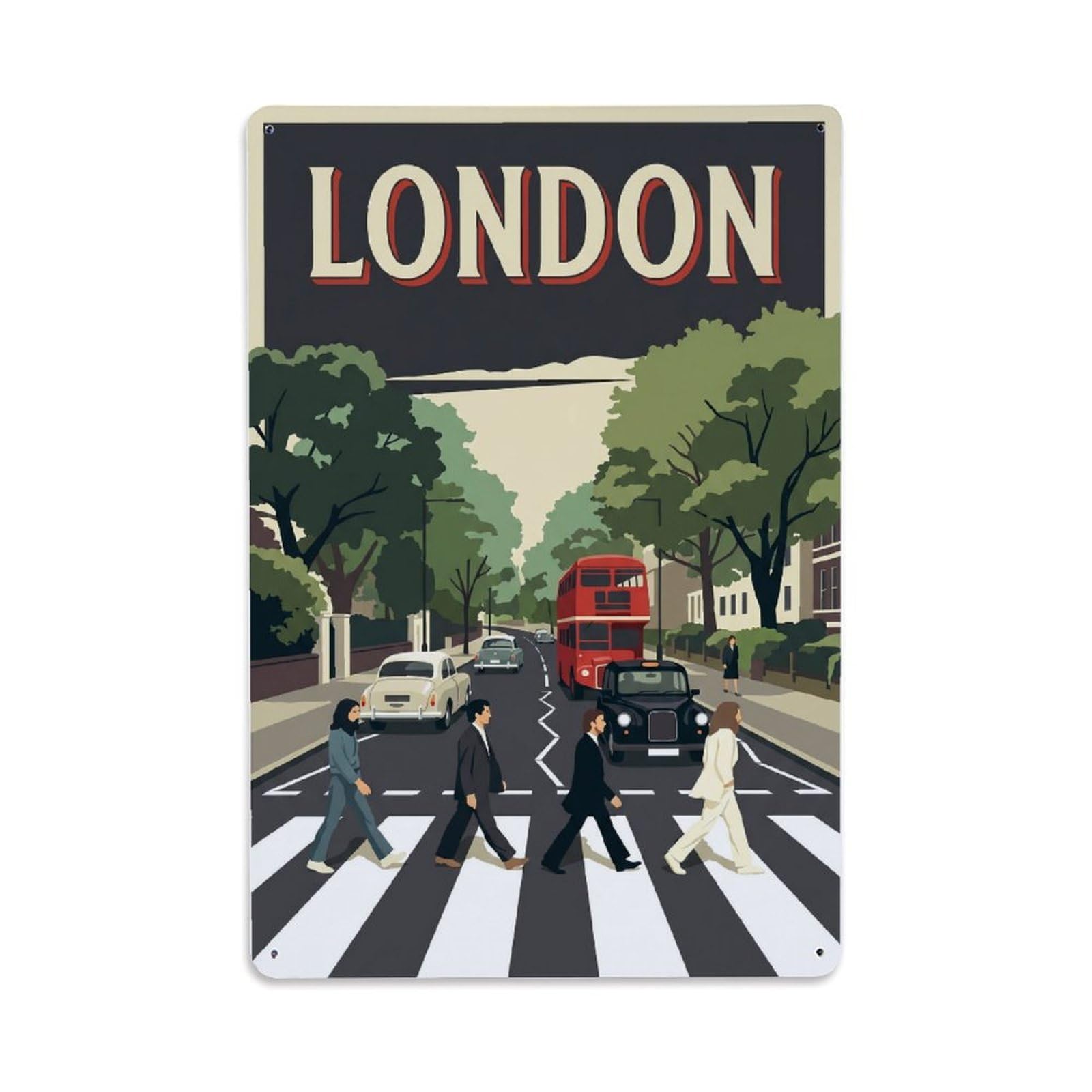 Vintage Travel London Abbey Road Crossing Street Clean England Metal Tin Sign Plaque Wall Decor for Cafe, Club Bar, Office, Home Garden Metal Poster 8x12Inch