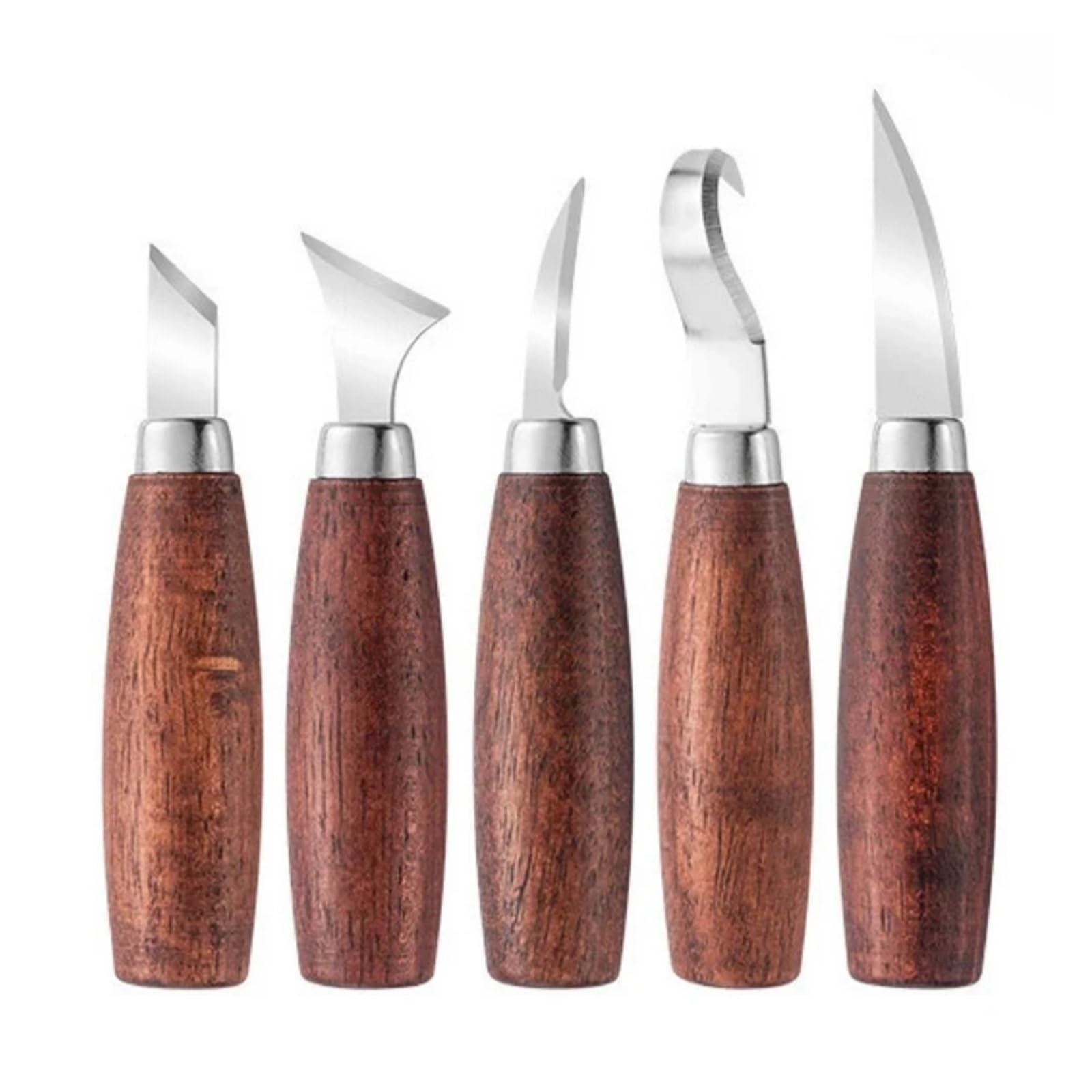 Ciseau coupe-bois avec manche ergonomique en bois - Lot de 5 outils de sculpture précis