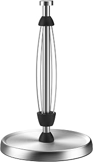 Swaitee Stainless Steel Countertop Paper Towel Holder - Ratchet One-Hand Tear, Weighted Non-Slip Base, Silver for Kitchen Bathroom