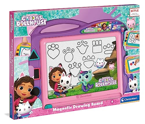 Clementoni | Ardoise Magique Gabby et la Maison Magique pour Enfants 4 Ans+ | Dessin Magnétique Réutilisable avec Stylet et 3 Tampons | Activité Créative...