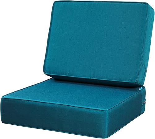 ARTPLAN Cojín de asiento profundo para exteriores, juego de 24 x 24 x 6 pulgadas, cojín cuadrado para silla de patio de 18 x 24 pulgadas, para