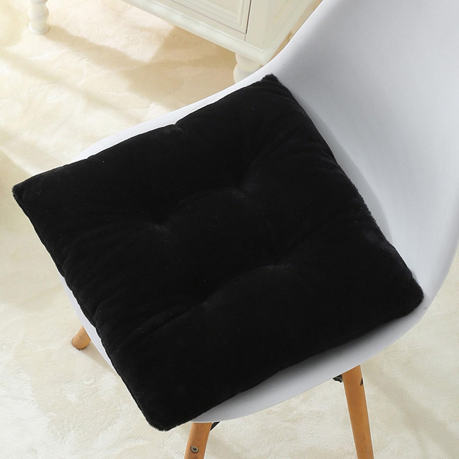 Hixingo Pack de 2 Cojin para Silla de Salon, Antracita Cojines para Sillas de Comedor Cojin para Silla Nordica Antideslizante Doble Cara Terciopelo Cristal Suave Cojines de Asiento (45cm,Negro)