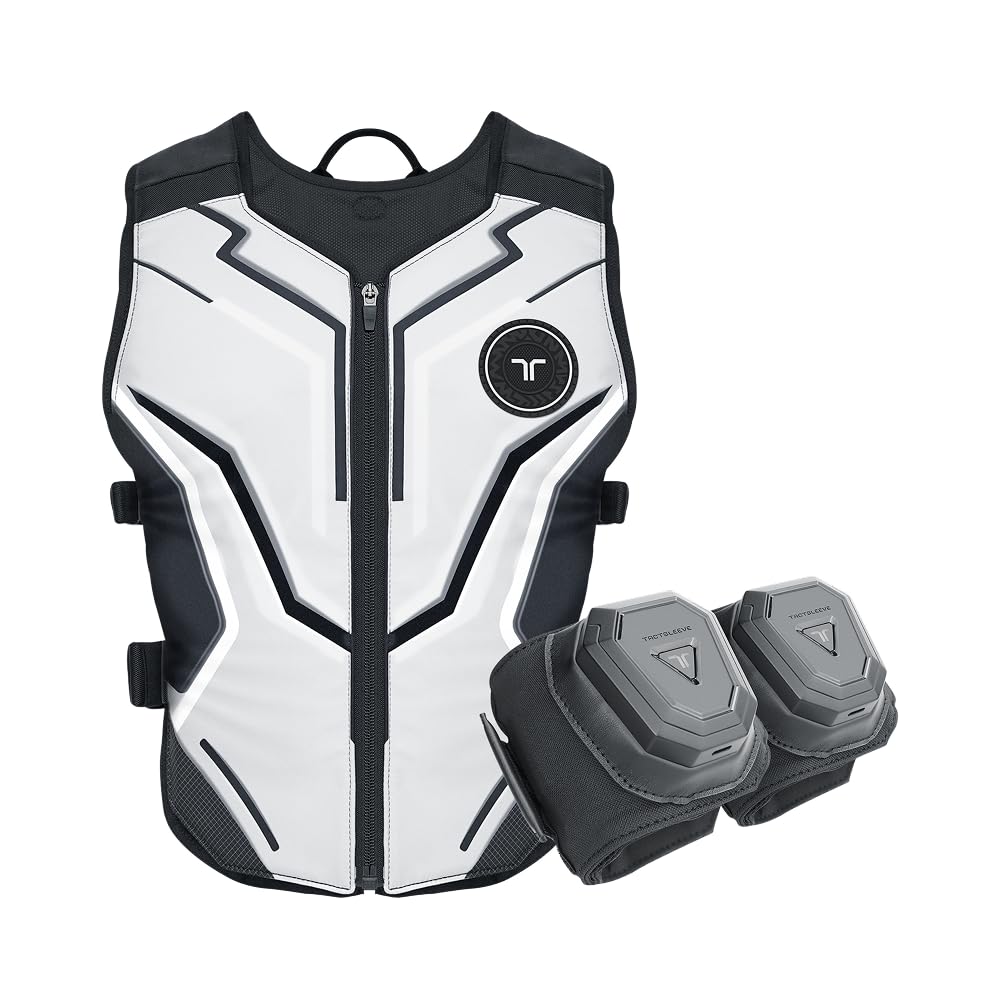 bHaptics Starter Bundle Ash- TactSuit Air Ash, TactSuit Sleeve Bundle for the Complete immersive VR, PC, Flatscreen, Sim Racing Experience.