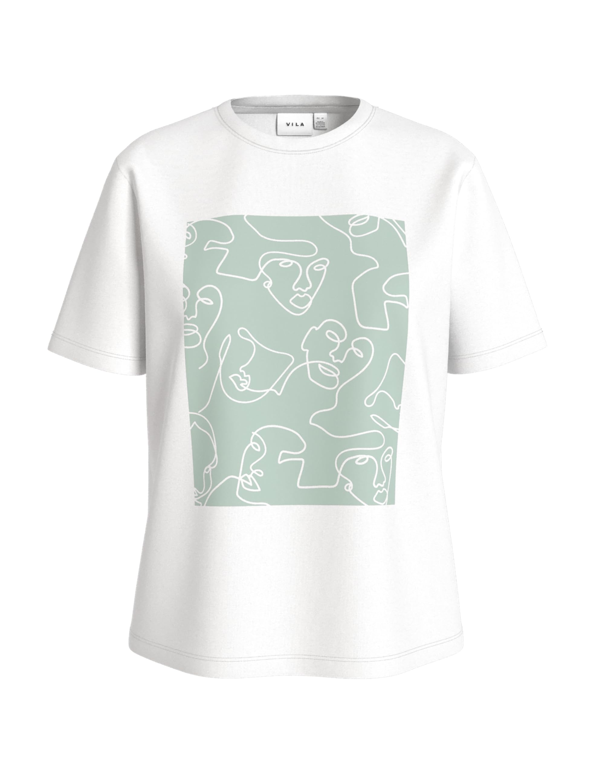 Vila Visybil Faces O-Neck S/S Shirt/Dfs, Snow White, L