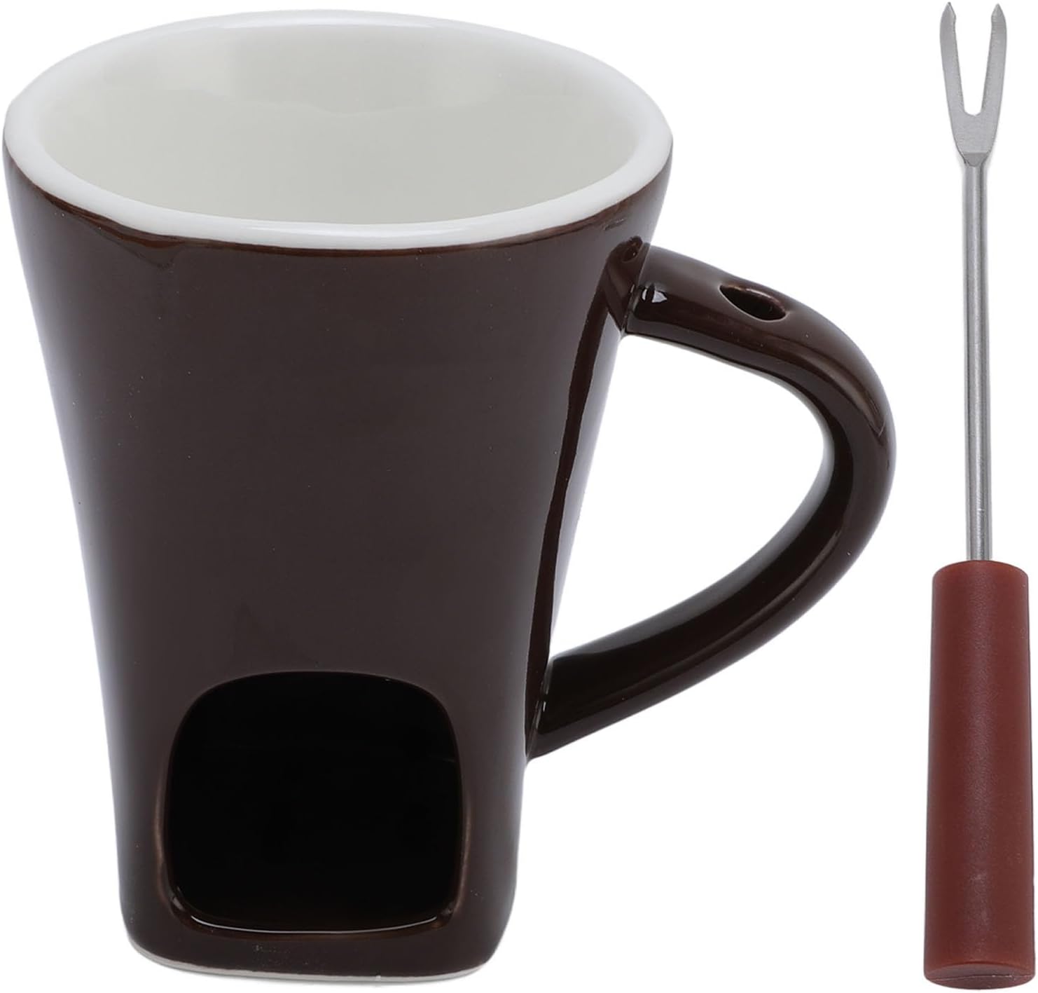 Chocolate Melting Cup Set Large Capacity Ceramic Fondue Mug Set with Fork for Date Night Birthday Wedding Party Family Gathering