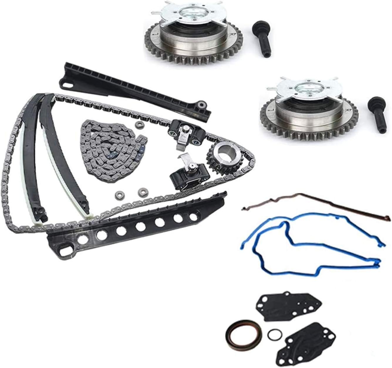 GELUOXI Variable Camshaft Timing Chain Kit with Phasers,Tensioners, Guides, Chains, Gaskets Replacement for Ford Expedition F150 F250 F350 Super Duty Lincoln Mark LT Navigator 5.4L 3V Triton 9-0391SB