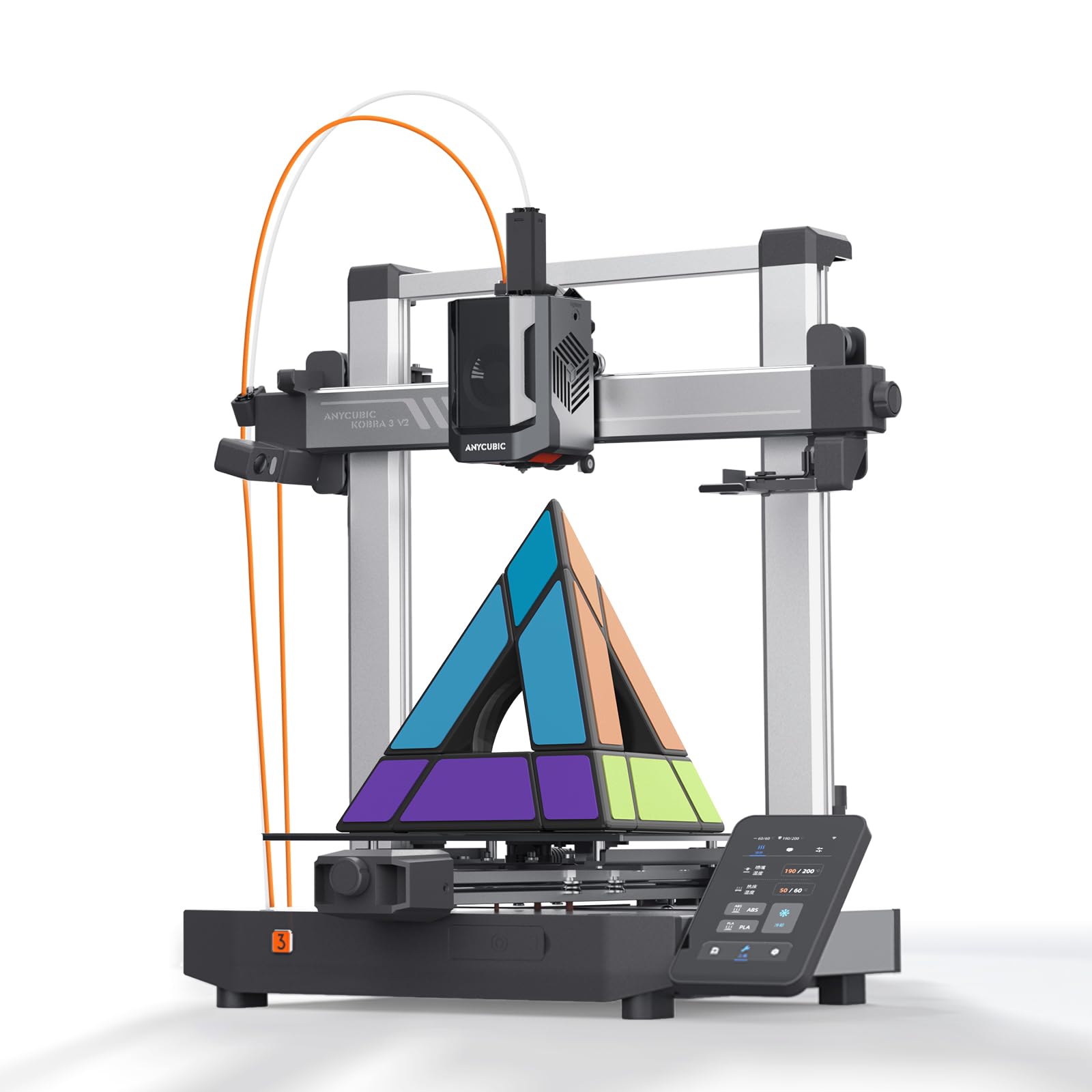Anycubic Drukarka 3D Kobra 3 V2, szybkość 600 mm/s, LeviQ 3.0, monitorowanie sztucznej inteligencji, rozmiar wydruku 255*255*260mm