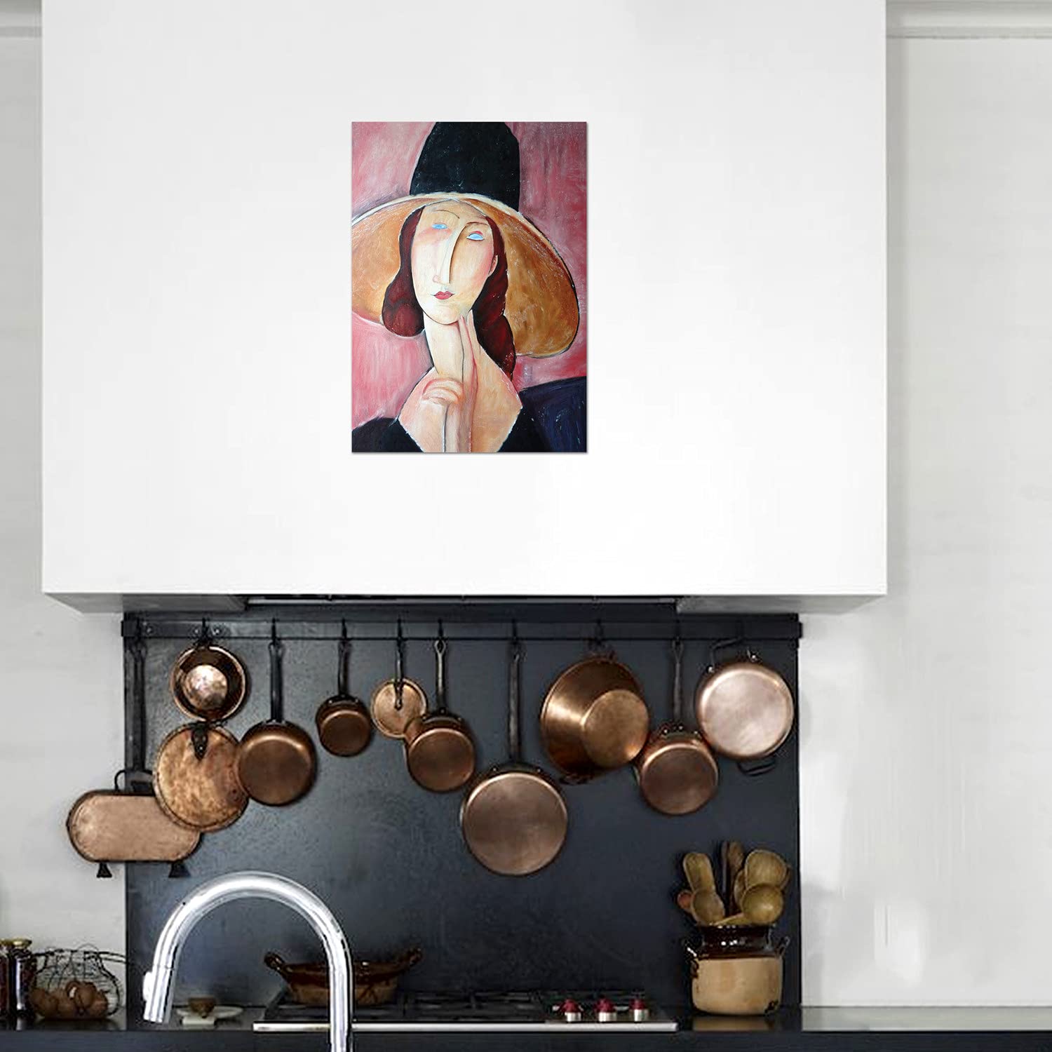 Giallobus - Quadro - Amedeo Modigliani - Jeanne Hebuterne con Copricapo Largo - Vetro Acrilico - 50x70 - Pronto da Appendere - Quadri Moderni per la casa