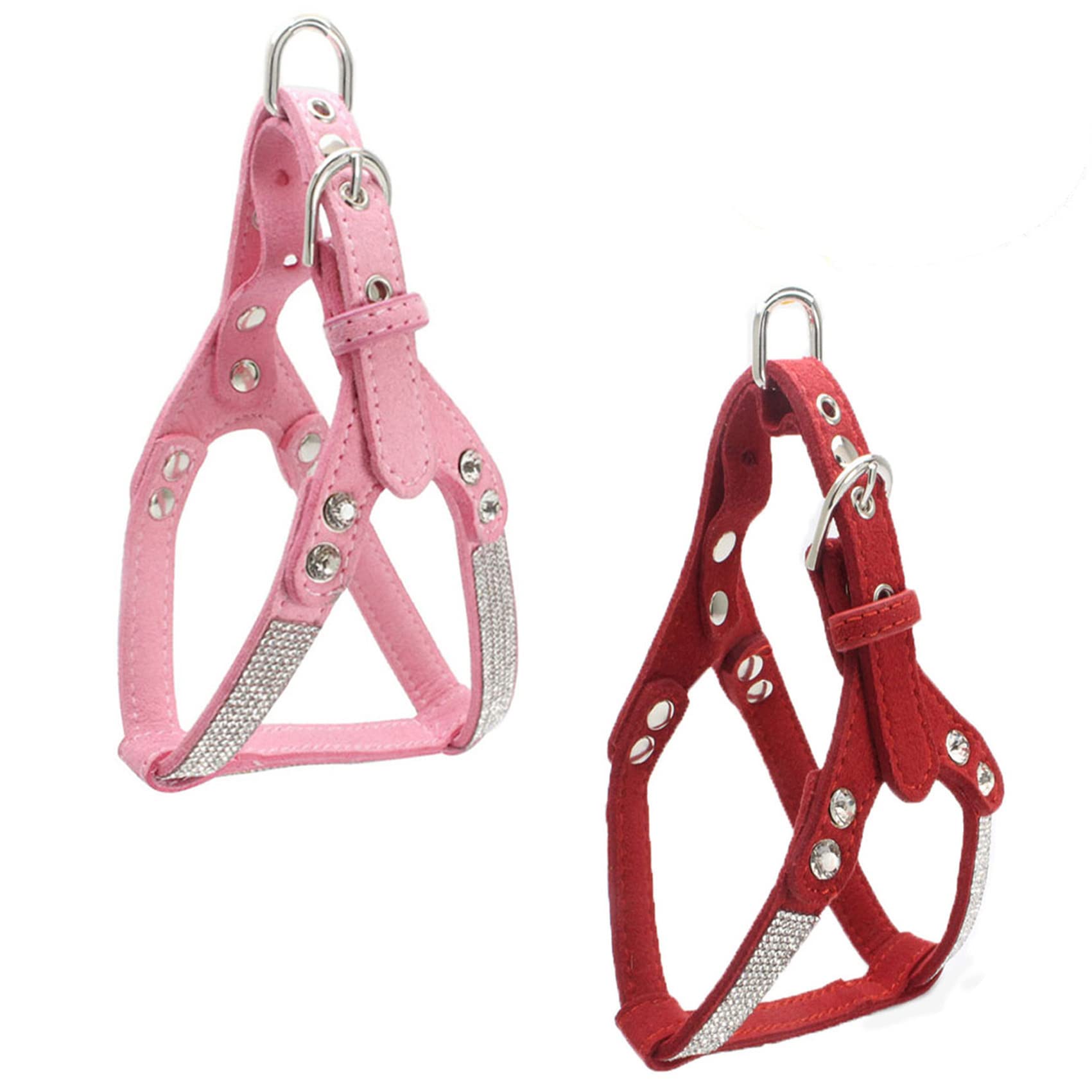 Newtensina Fashion 2pcs Dog Harness Set Diamante Bling Cute Dog Harness Puppies Harness for Small Dogs Medium Dogs
