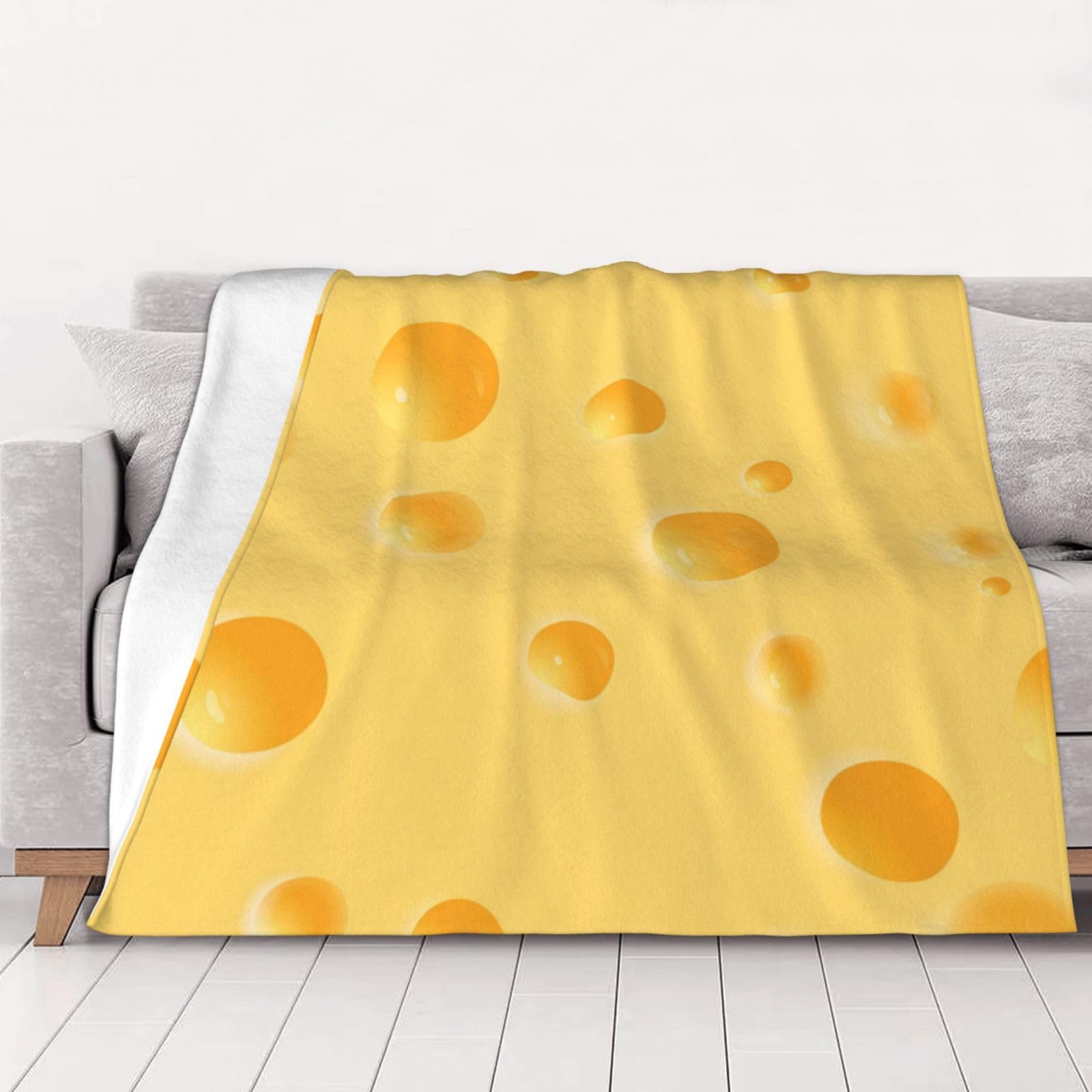 Tcoay Women's As Shown Yellow Cheese Pattern,Throw Blanket Soft Flannel Fleece Throw Blanket For Bed Sofa Travel,40"X30"
