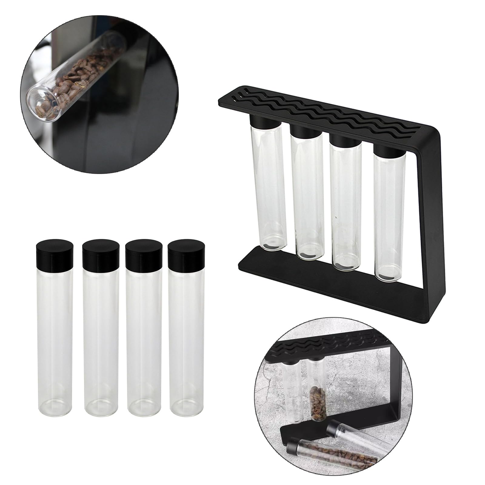 Glasorganizer, Röhren, Kaffee-Rohrregal, Einzeldosis, Bohnenbehälter, Kaffeezubehör, Glas