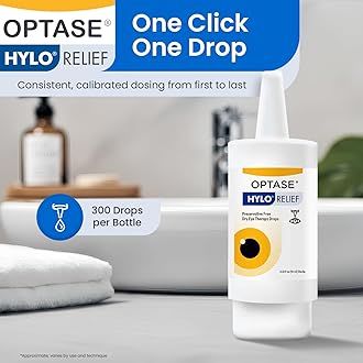 OPTASE HYLO Relief Dry Eye Drops - Fast-Acting Preservative Free Eye Drops for Dry Eyes - with Patented HYLO Delivery System - Artificial Tears for Mild to Moderate Dry Eye Relief - .33 Oz, 300 Doses