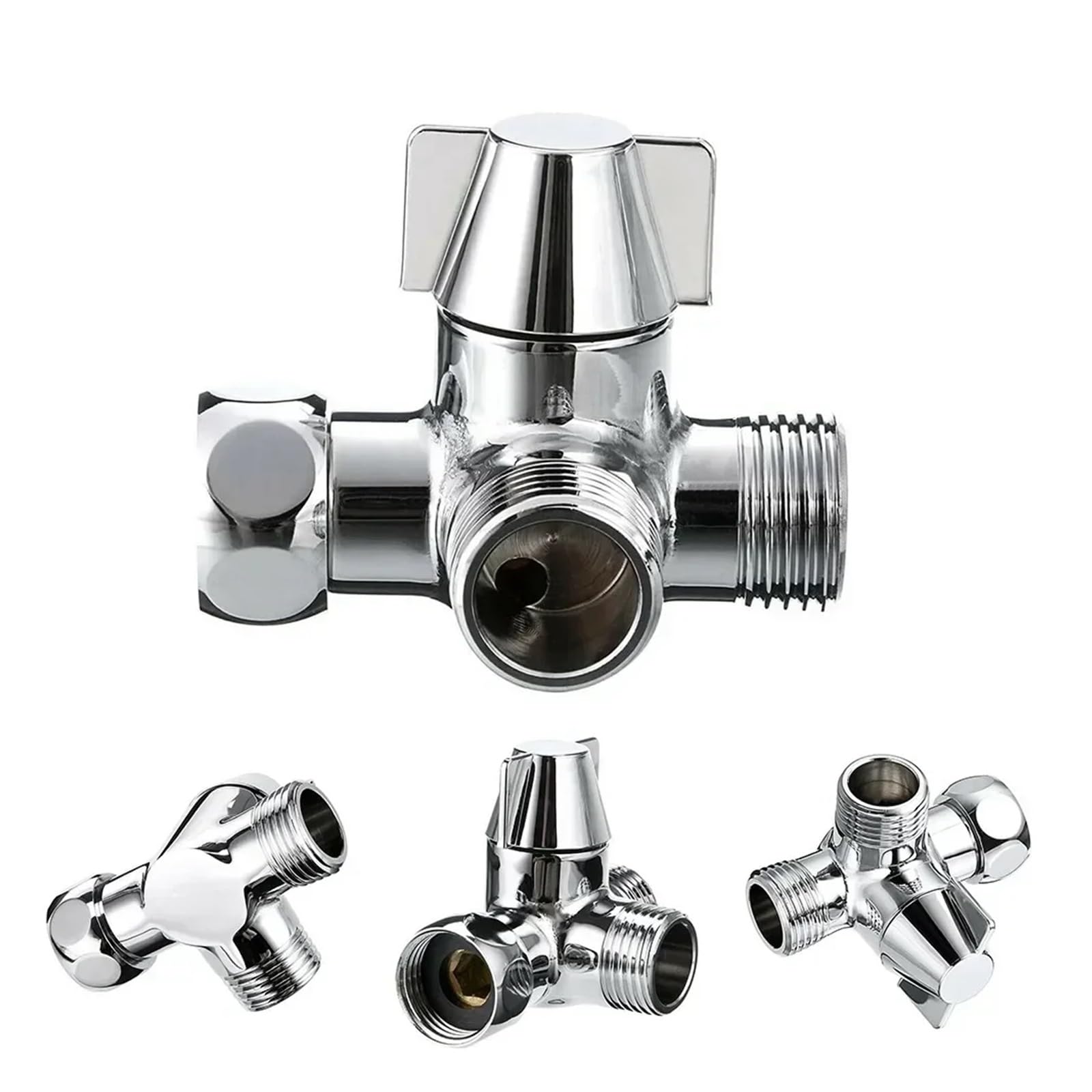 3-drożny zawór rozdzielający 1/5.1 cm przełącznik kranu wylotowego, adapter kontroli wody do węża prysznicowego, rozdzielacz łazienkowy złącze T, trwały i łatwy w instalacji